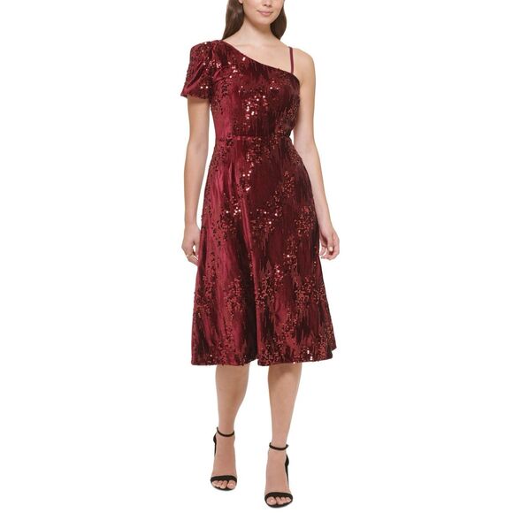 KENSIE DRESSES Womens Burgundy Zippered Lined Sequined Padded Bust Darted Short - Picture 1 of 3